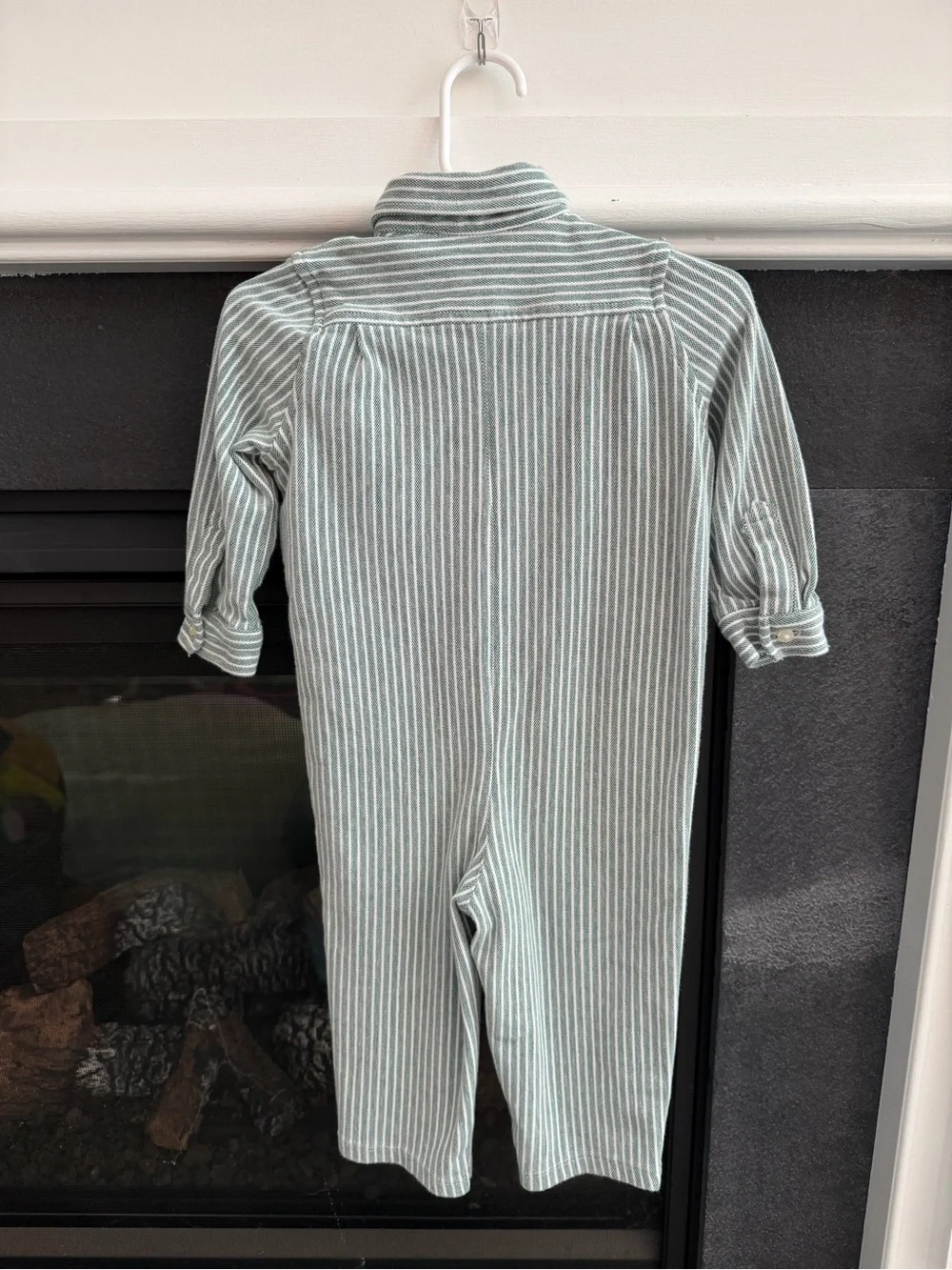 Ralph Lauren Boys Striped Knit Oxford Coverall Green White Size 12 Months